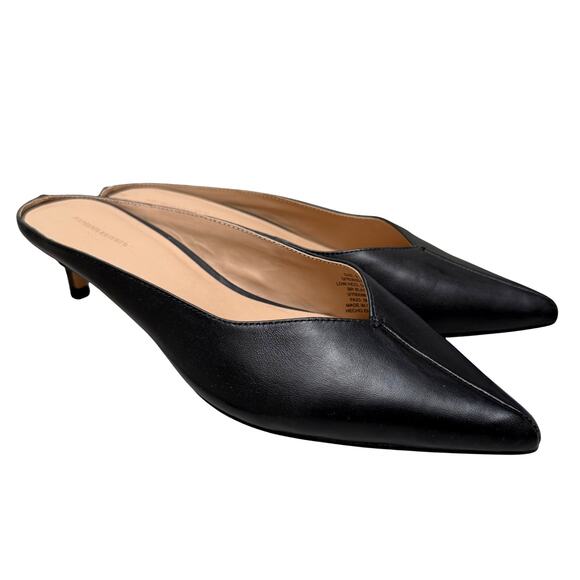 Banana Republic Black Leather Pointed Kitten Heel Mule Office Formal - Size: 9 - Picture 2 of 9